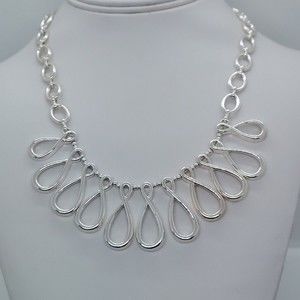 Necklace Silver‎ tone loop drop